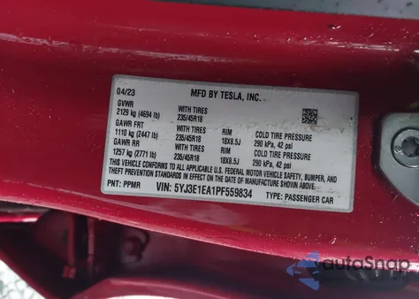 2023 Tesla Model 3 Rear-Wheel Drive z USA, uszkodzony, nr VIN 5YJ3E1EA1PF559834